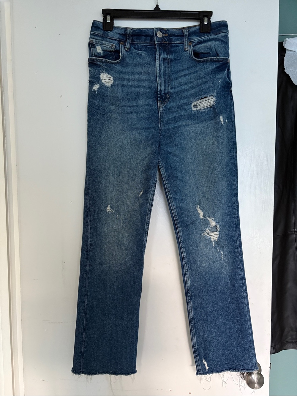 We The Free Women's Blue Distressed Straight-Leg Jeans